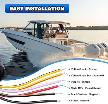 Boat Ignition Switch with 2 Keys 6 Wire Connectors Compatible with Mercury Outboard Motor Key Push Choke Ignition