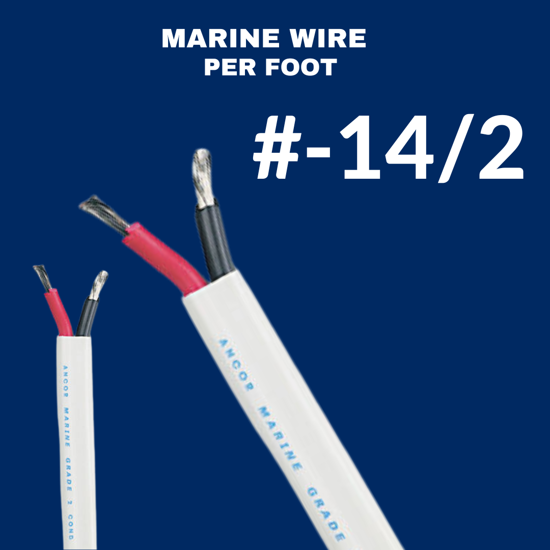 Cable #14/2 White Flat (RD/BK) by Foot