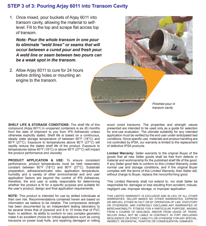 FGCI Arjay Putty Pourable Transom