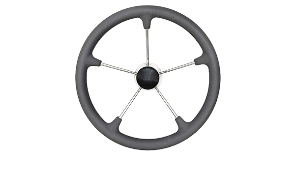 Marpac Stainless Steel Destroyer Steering Wheels with Foam Grip BLACK COMPOSITE CENTER CAP WITH GRAY FOAM GRIP