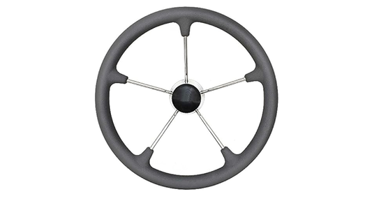 Marpac Stainless Steel Destroyer Steering Wheels with Foam Grip BLACK COMPOSITE CENTER CAP WITH GRAY FOAM GRIP