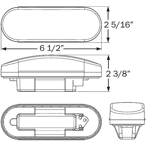 Seachoice 52931 3-Function Sealed Oval Flush-Mount Tail Light