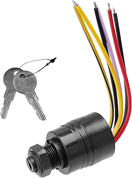 Boat Ignition Switch with 2 Keys 6 Wire Connectors Compatible with Mercury Outboard Motor Key Push Choke Ignition