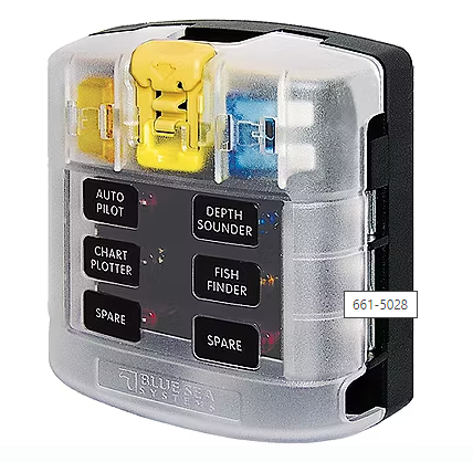 Blue Sea Systems-Blade Common Source ATO/ATC Fuse Block - 6 Circuits with Cover
