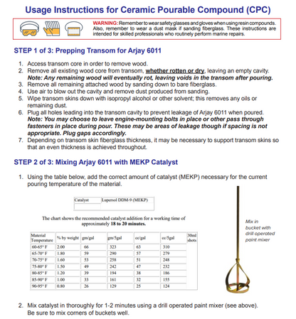 FGCI Arjay Putty Pourable Transom