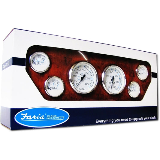 Faria Chesapeake White Stainless Steel Gauges INBOARD BOXED SET INCLUDES:
