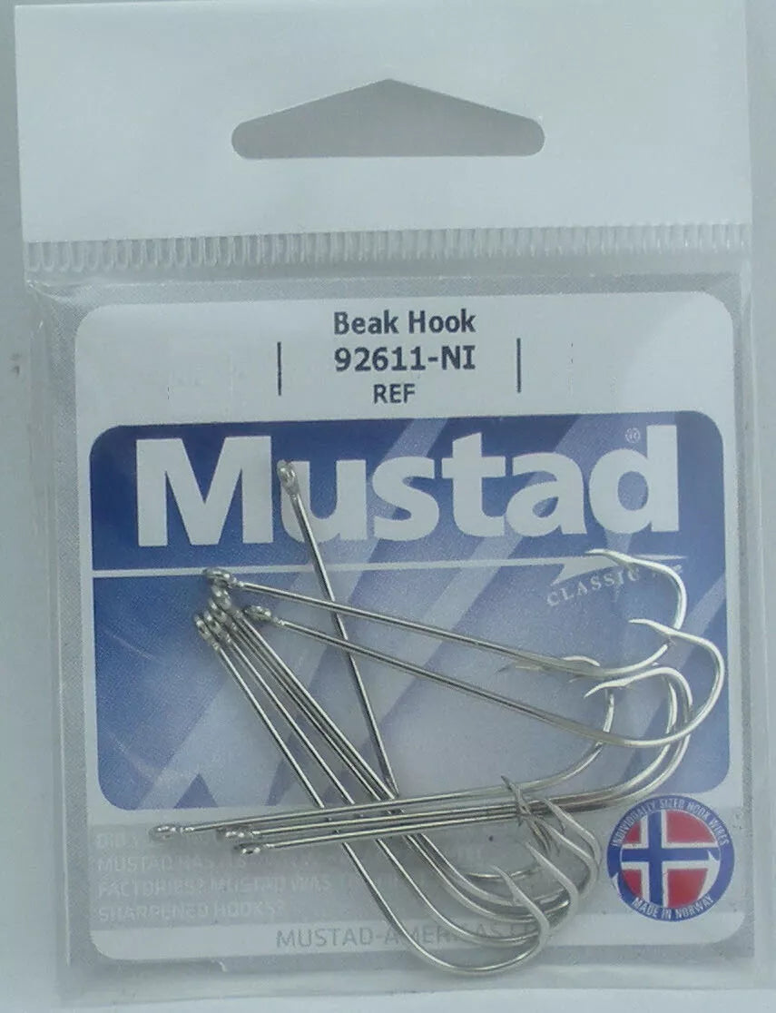Mustad 92611NI Beak Hook | X Long Shank Reversed