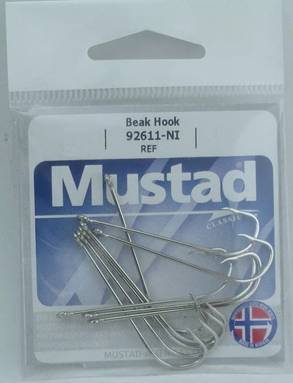 Mustad 92611NI Beak Hook | X Long Shank Reversed